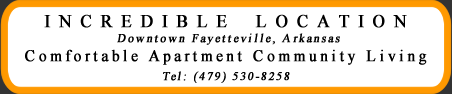Lafayette Gregg Aparments and Lafayette Street Apartments, Fayetteville, AR Providing Comfortable Apartment Living Tel: (479) 443-3597